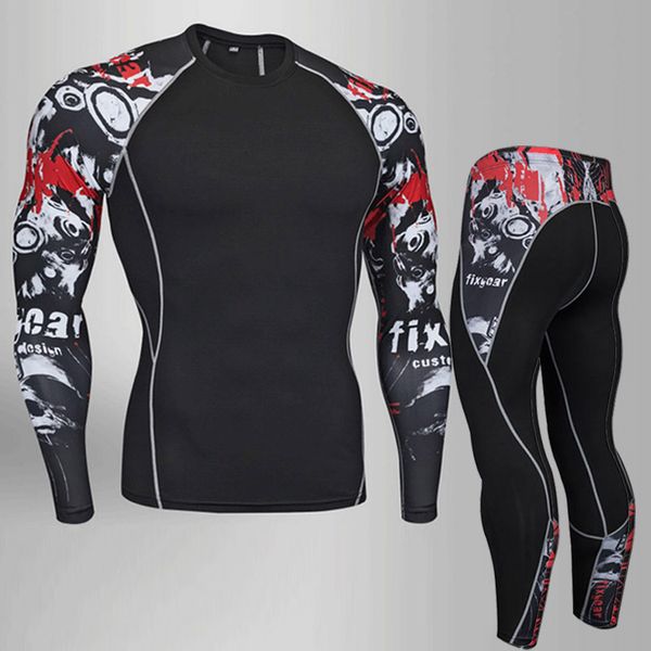 

men t shirts pants long sleeve t-shirt men's compression shirts fitness bodybuilding clothes rashguard sport suit xxxxl, Black;blue