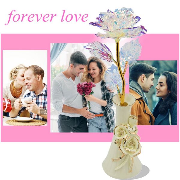 

24k gold real rose fake flower colorful led light artificial flowers home garden bouquet wedding birthday valentine's day gift