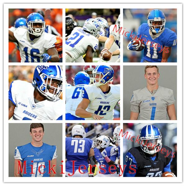 

custom middle tennessee state blue raiders football jersey jarek campbell raheme fuller maurice gordon dq thomas cordell hudson mtsu jersey, Black