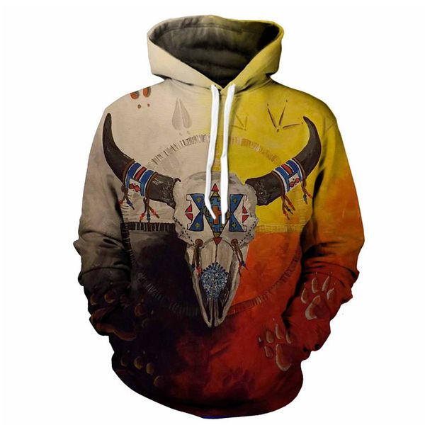 

mens 3d sheep head print hooded shirt europe style casual couple sweater fashion slim fit clothing, Black