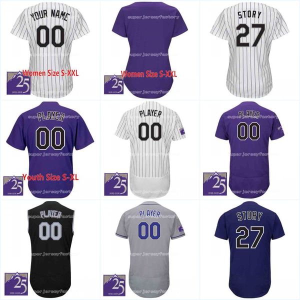 

25th Season Patch Men/Momen 28 Nolan Arenado 19 Charlie Blackmon 27 Trevor Story 38 Mike Dunn 49 Antonio Senzatela Baseball Jersey