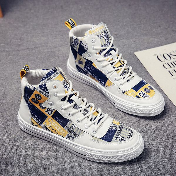 

high flats guys leisure shoes boys casual shoes yellow sneakers black footwears white boots z163