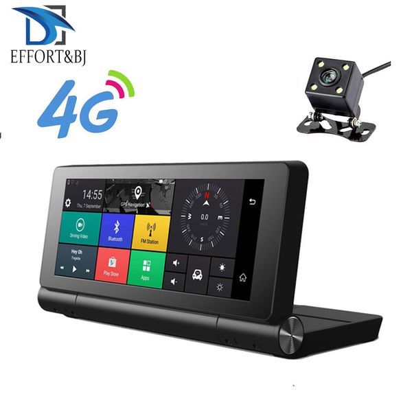 

effort&bj 6.84 inch car dvr video recorder 4g android dash cam adas wifi gps navigator dual lens auto registrar rearview camera