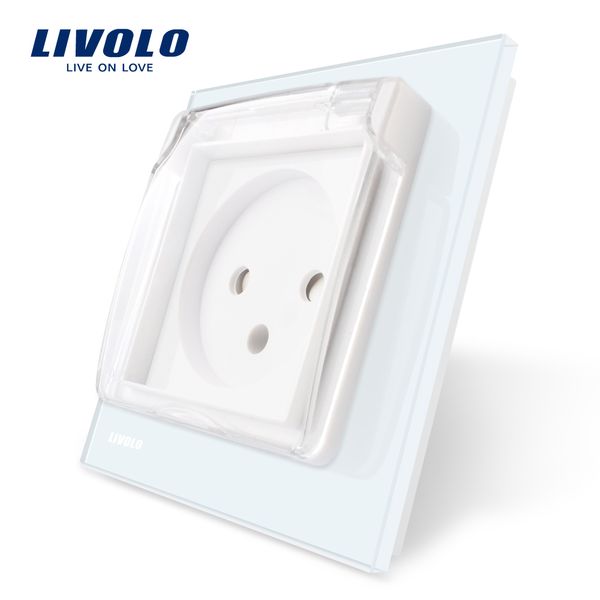 

livolo стандарт ес израиль разъем питания, crystal стеклянная панель, ac 100 ~ 250в 16а с водонепроницаемый чехол