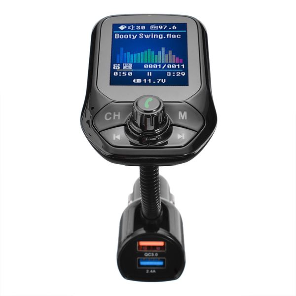 

1pc 1.8 inch bluetooth v3.0 car kit handscar player t43 tft color display fm transmitter mp3 music player
