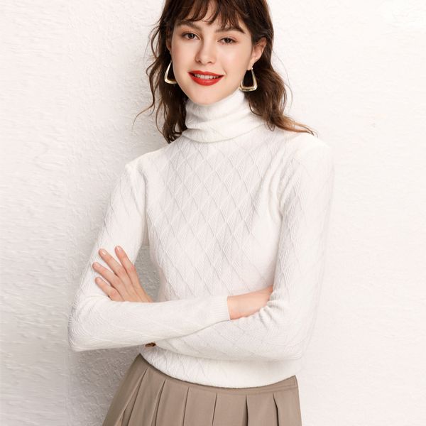 

sherhure 2019 women white sweater knitted long sleeve turtleneck women pink sweater and pullovers pull femme tricot, White;black