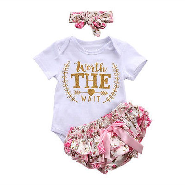 

2018 new baby princess romper newborn baby girl romper playsuit romper pants+ headband outfit set, Blue
