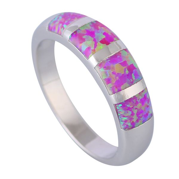 

new 2019 fashion opal rings fine jewelry women's rings pink fire opal 925 sterling silver ring size 5 6 7 8 9 r518, Golden;silver