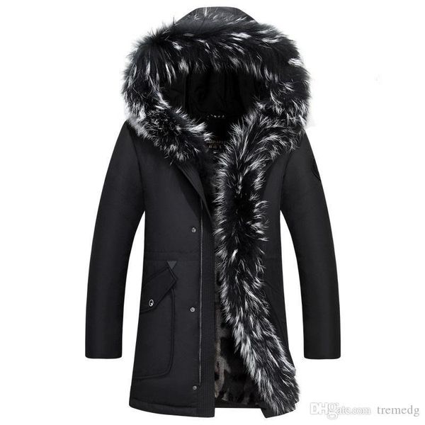 

men's winter winter down jacket men coat jacket with fur hood removable parka men coat masculine down jacket plus size 4xl 5xl, Black