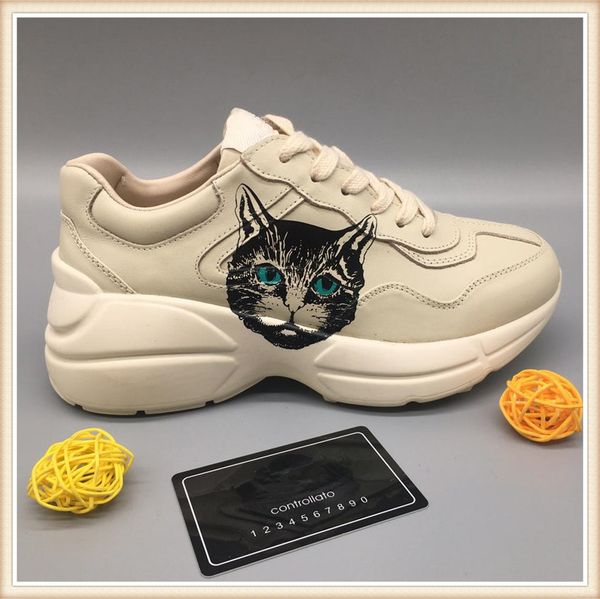 

2019 luxury vintage print chunky sneaker triple paris designer woman men leather poison tongue casual dad brand sneakers size 35-45, Black