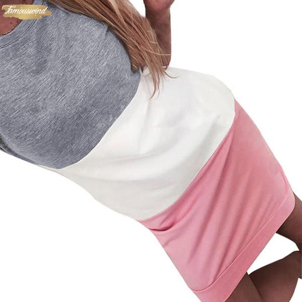 

causal womens dress short sleeve patchwork bodycon striped party twill short beach mini dress vestido de festa 2019 designer clothes, Black;gray