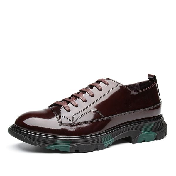 

fashion black / wine red platform mens casual shoes patent leather outfoor shoes