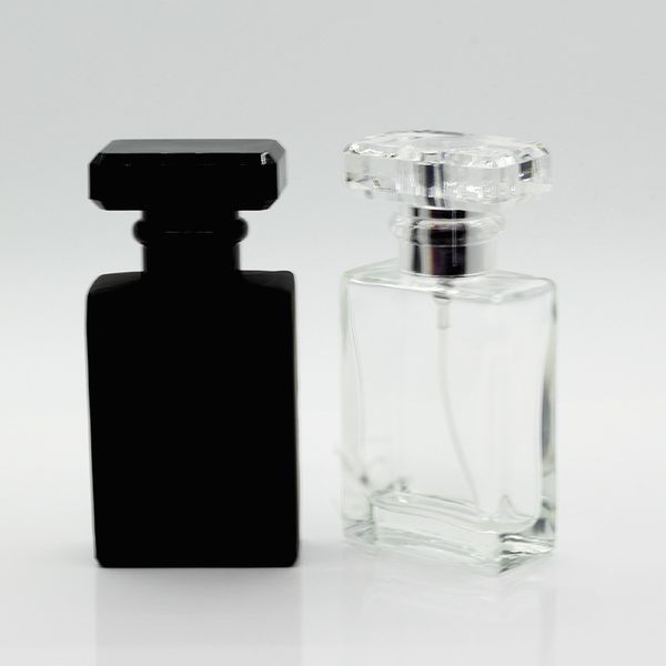 

portable refillable perfume spray bottle 50 ml empty perfume vials black clear with pump sprayer mist atomizer