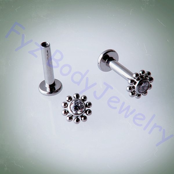 

g23 titanium 14g 16g internal thread labert lip percing ear tragus cartilalges stud body jewelry, Slivery;golden