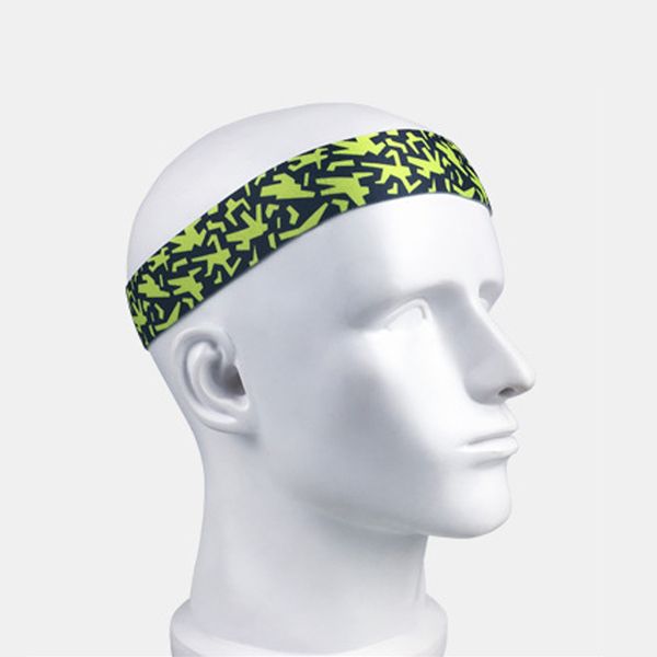 

sweatband sport non slip hair sweat headband tennis basketball yoga breathable bands camouflage fitness workout men women, Yellow;black