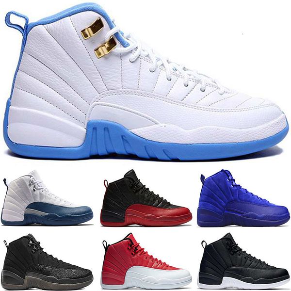 

2020 basketball shoes 12 university blue men sports taxi playoffs high deep royal blue wolf grey sports sneakers size 41-47