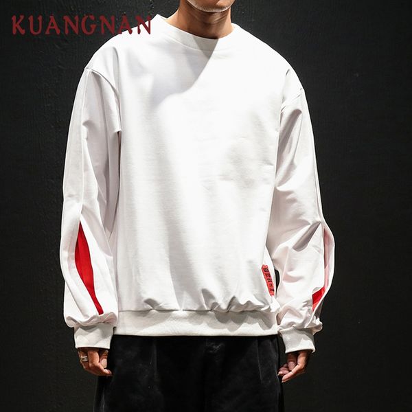 

kuangnan harajuku patchwork sweatshirts men fashions hip hop sweatshirt men clothes 2018 japanese streetwear sweatshirt 5xl, Black