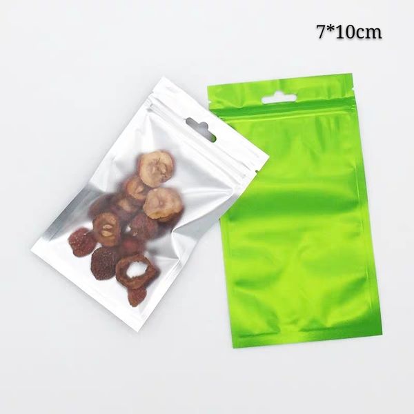7 * 10 cm 100 pcs Green Reclosable Pequenos Geocery Zipper Bolsas de pacote com clara em sacos de embalagem de auto-selo dianteiro bolsas para doces e nozes
