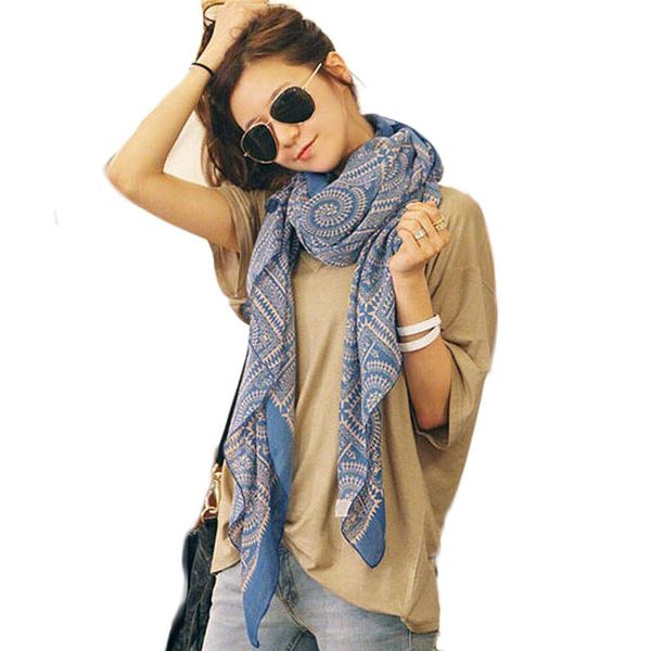 Circle Plaid Vintage Long Soft Scarf Printed Bali Yarn Scarves