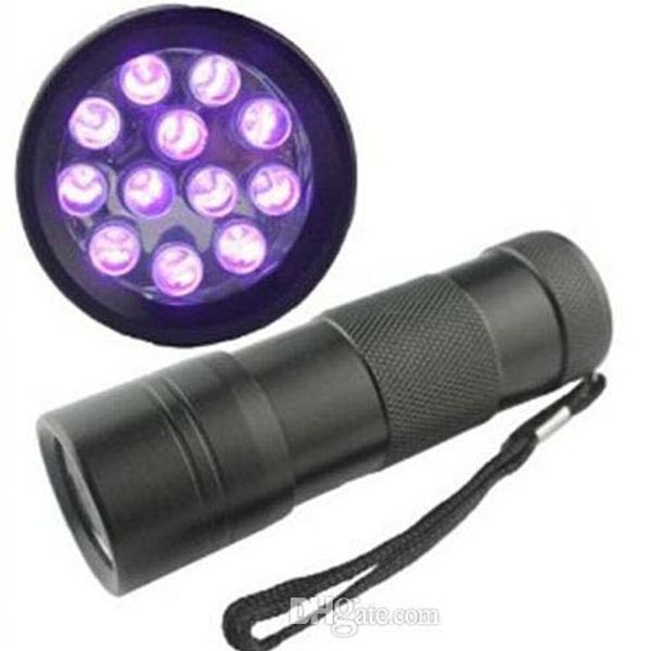 DHL 395-400nm Ultra Violeta Luz UV Mini Portátil 12 LED UV Lanterna Lanterna Tocha Escorpião Detector Finder Black Light (UV-12)