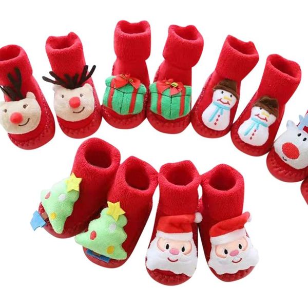 

newborn baby boys girls christmas floor socks anti-slip baby step socks kawaii cartoon non-slip cotton toddler floor shoes