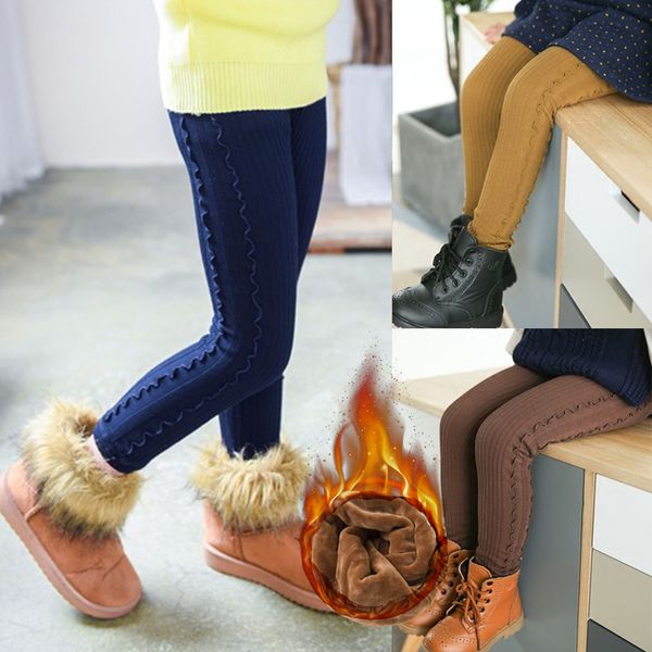 

grils leggings autumn winter children ruffle pants kids thicken warm elastic waist cotton leggings girl pants trousers pantalone y200704, Blue