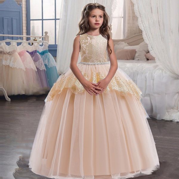 

2020 summer evening party dresses bridesmaid dress kids dresses for girls mesh princess dress girl wedding dress 9 10 12 years, Red;yellow