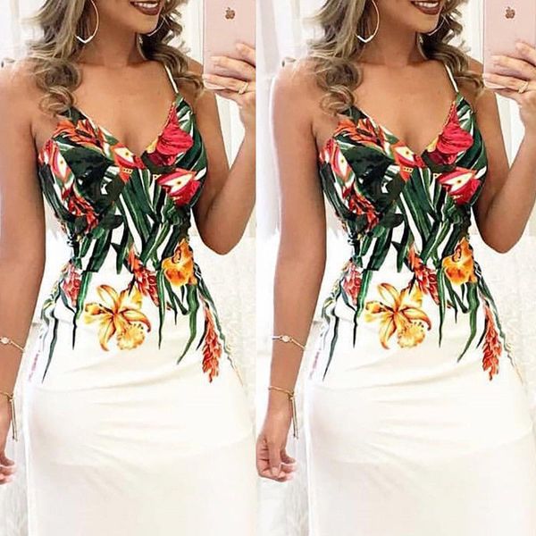 

fashion women summer floral sleeveless strap v neck boho dress casual long maxi evening party beach dress cap sleeve sundress, Black;gray