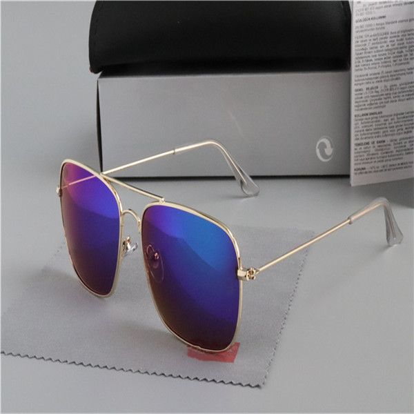 

2020 classic style square sunglasses men women metal frame vintage retro sun glasses oculos de sol with case and box, White;black