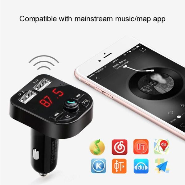 

dual car charger usb handscar lighter bluetooth fm transmitter mp3 player fast charger power adapter styling