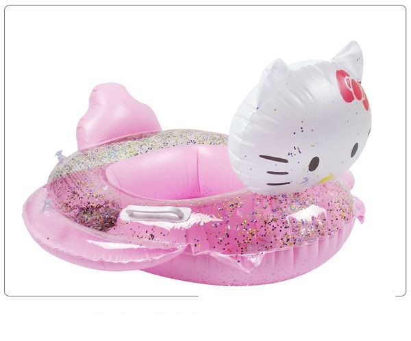 

pink cartoon cats swimming ring for kids inflatable circle baby float swimming ring pool float seat air mattresse water toys