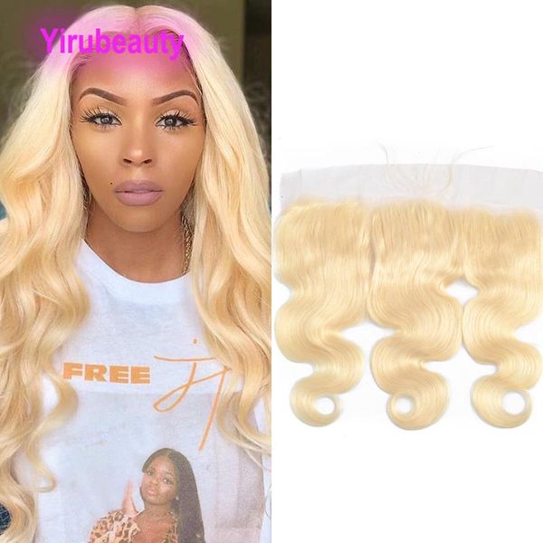 Cabelo da Virgem da Malásia 13x4 Lace Frontal Blonde Body Wave 613# Produtos de cabelo por atacado de cor 12-24 polegadas Parte grátis