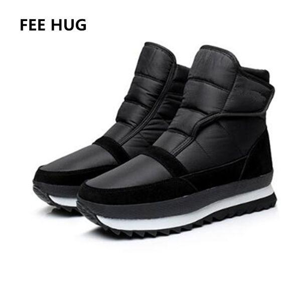 

сапоги fee hug платформа мужского keep warm мужской fur ботильоны снег загрузочного крюк петля человек зима хлопок обувь 39-45 размера, Black