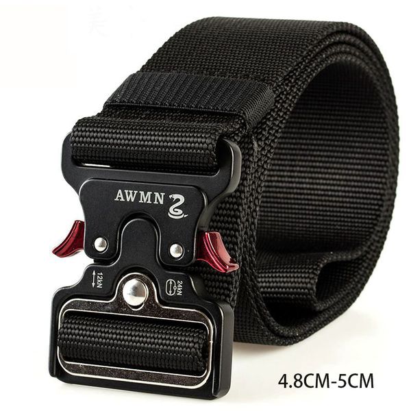 

waist support tactical belt men adjustable heavy duty belts with metal buckle nylon hunting riding accessories, Black;gray