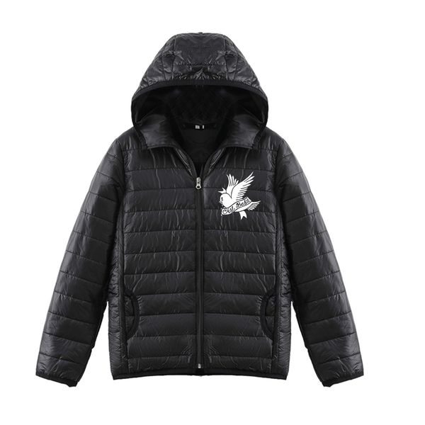 

rip lil peep ultra light down jacket men women winter warm white duck down hooded short coat outwear menswear jaqueta masculino, Black