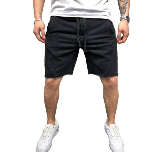 

loose sports cargo shorts men cool summer tethered sweatpants short pants mens solid color cargo shorts fashion casual streetwear, White;black