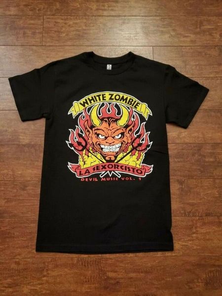 

new white zombie sexorcisto devil music vol.1 heavy metal t shirt, White;black