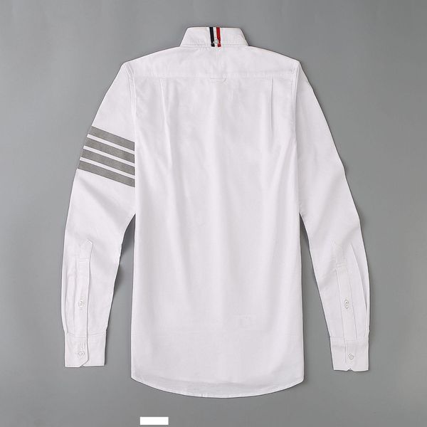 

new tb shirt men's gray striped slim shirt men's american fashion brand cotton quality tb business casual shirt asian size s-xl, White;black