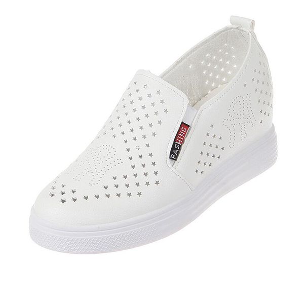 

comfortable cutout sponge cake bottom woman's internal increase love shoes 2020 latest 115, Black