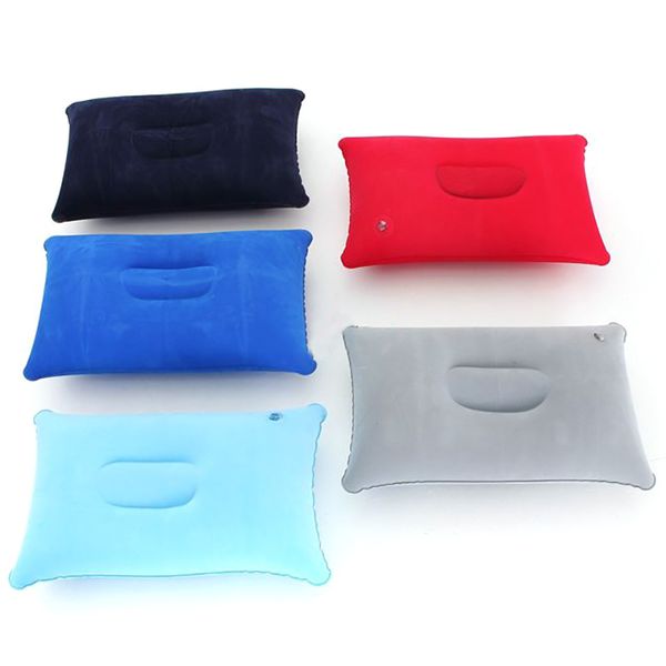 

1pc outdoor portable folding air inflatable pillow double sided flocking cushion for travel plane l car head rest bed sleep