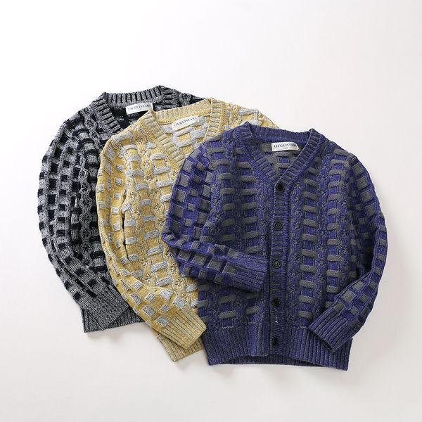 

outages-] autumn and winter children's sweater middle and large boy's cardigan sweater korean-style v-neck children's sweate, White