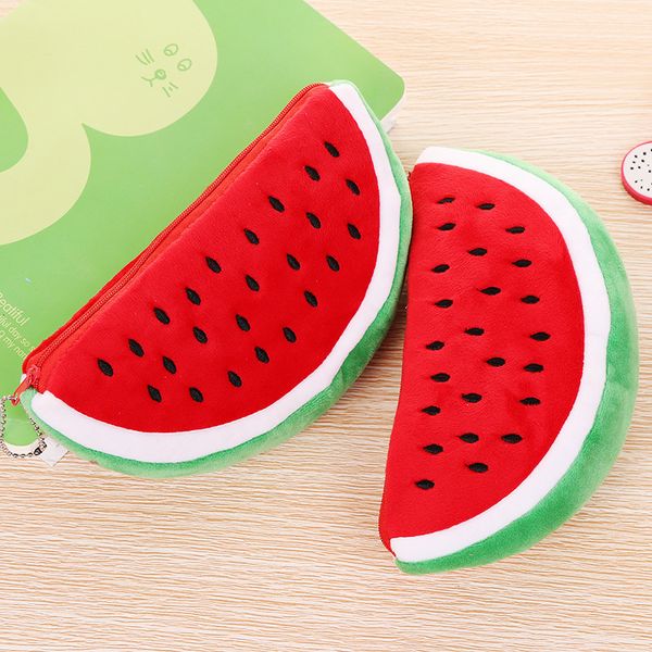 

new fashion cartoon pencil case cute plush big watermelon cosmetic bag stationery storage pencil bag office school supplies gift