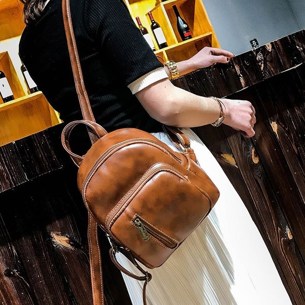 

retro backpack women's new korean casual pu leather mini backpack college style