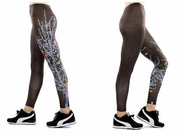

женщины йога брюки брюки колготки брюки женская высокая талия танец активная леди костры дисплей печати леггинсы тощий silm движение, Black;white