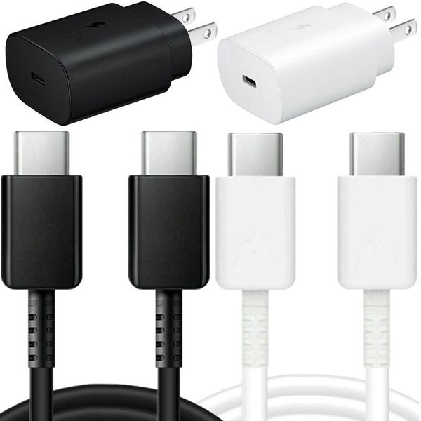 

super fast charging wall charger 25w type c usb cable power adapter for samsung galaxy s10 note 10 s8 android phone