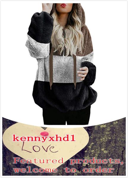 

european and american explosion models autumn and winter new large size women's fashion hooded loose women's color-blocking fleece, Black