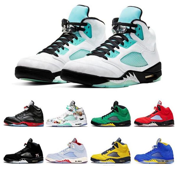 

jumpman 5 island green inspire satin bred fresh wings 5s psg black men basketball shoes paris laney og mens sports sneakers