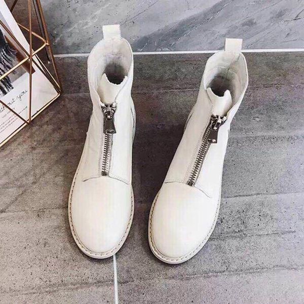 

fashion wild comfortable style platform luxury woman shoes short boots ladies shoes waterproof zipper fashion bare boots white size 35-40, Black