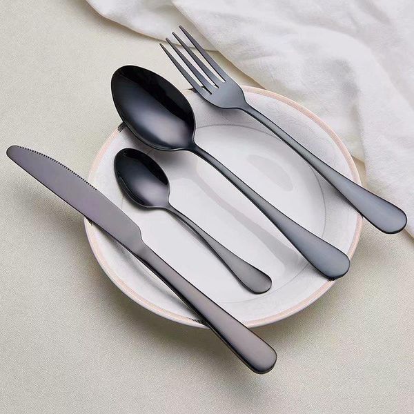 

korean flatware sets stainless steel long handle knife fork spoon set colorful flatware for wedding kitchen accessories