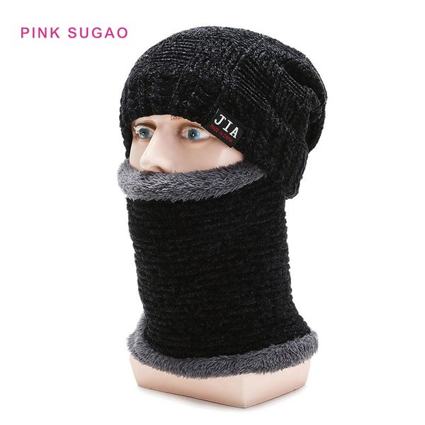 

pink sugao designer hats men and women hat new fashion knit hats and scarves sets autumn and winter thick warm knitted wool cap 2pcs, Blue;gray